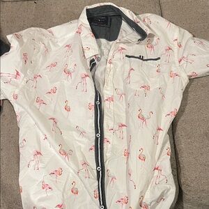 Men's Flamingo Print Casual Button Down Shirt